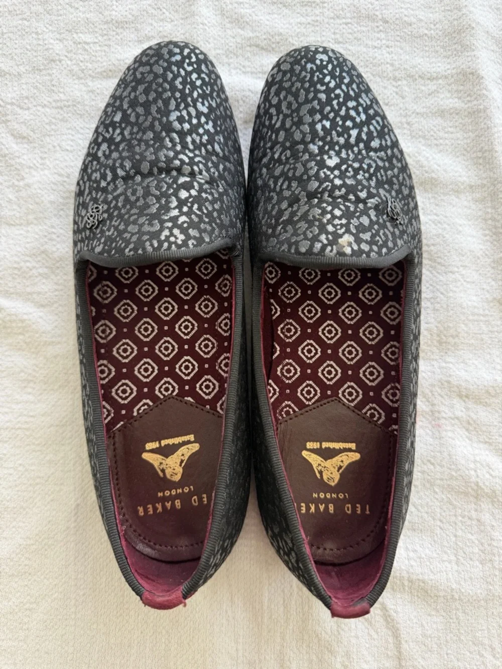 Ted Baker Black and Maroon Patterned Slip-On Loafers - Picture 8 of 8